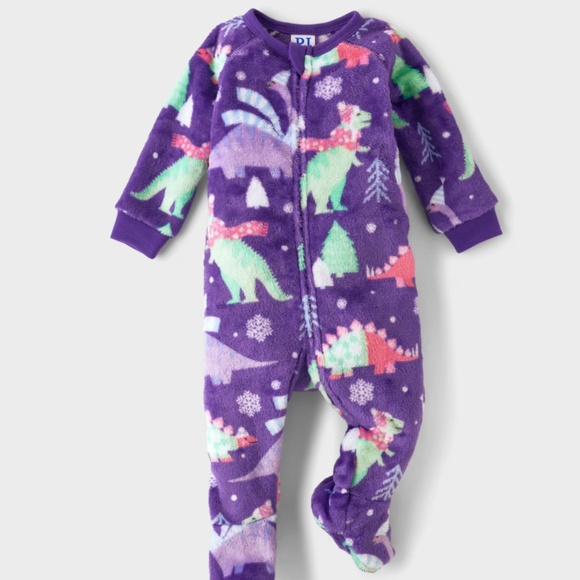Children’s Place Bundle of 3 Toddler Girl Dino Footed Fleece 1 Piece Pajamas EUC - Picture 2 of 14